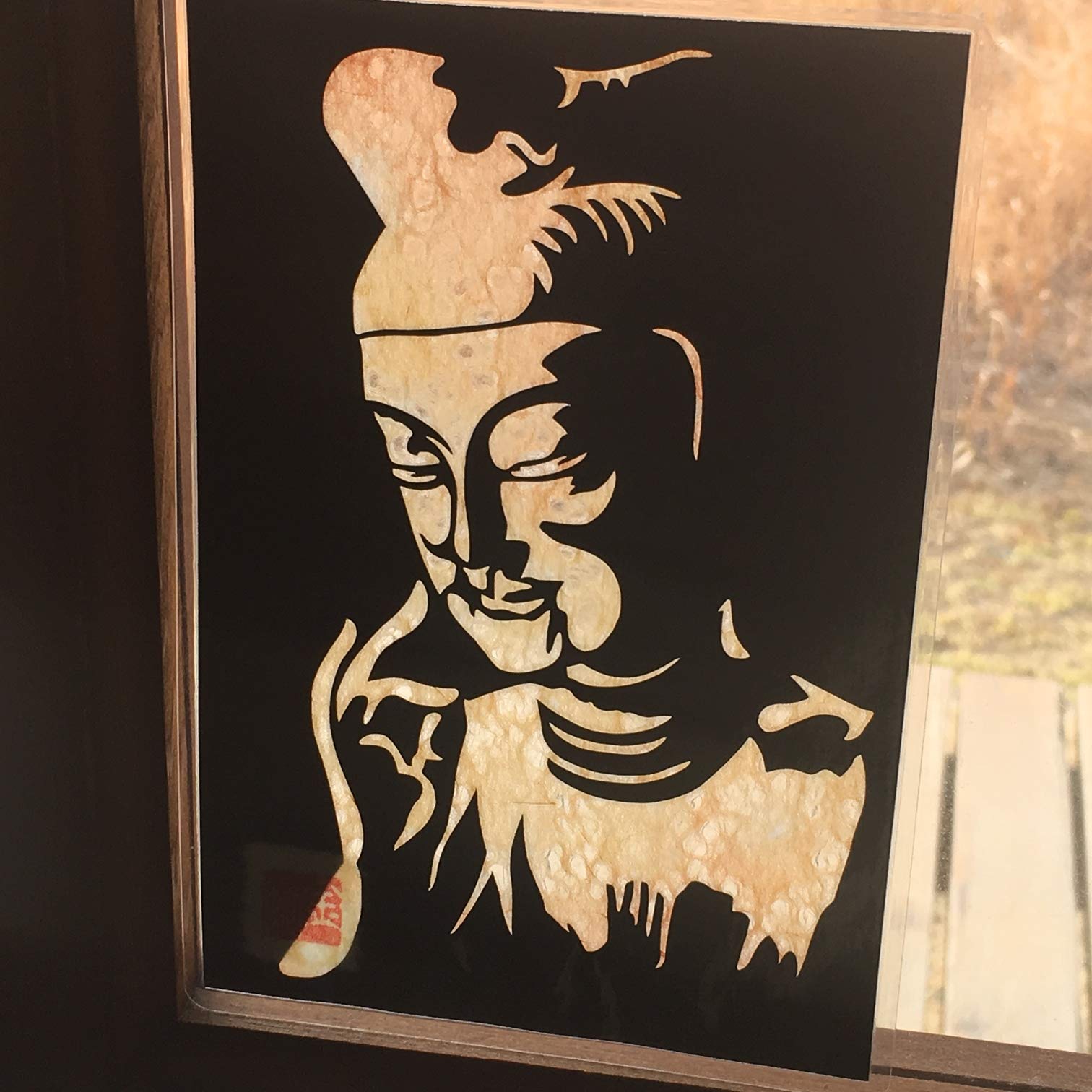 Amazon｜開運切り絵『広隆寺・弥勒菩薩半跏像 顔』 薄染め和紙(杏